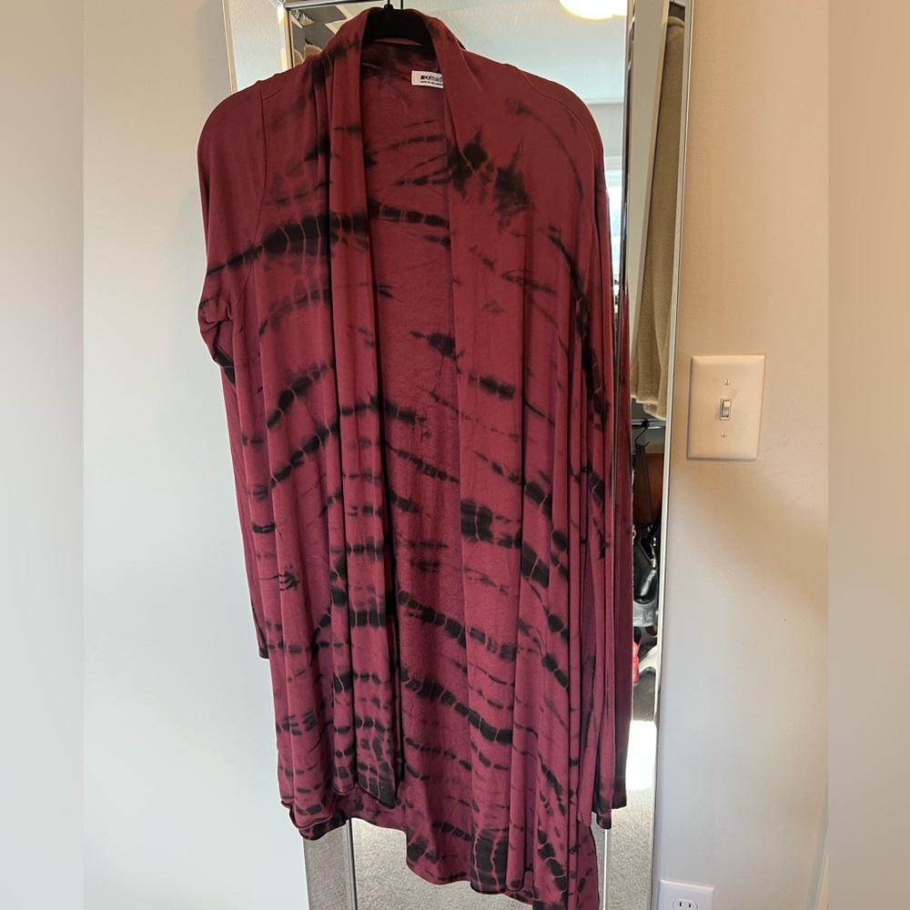 LA Made long maroon/black tie dye cardigan